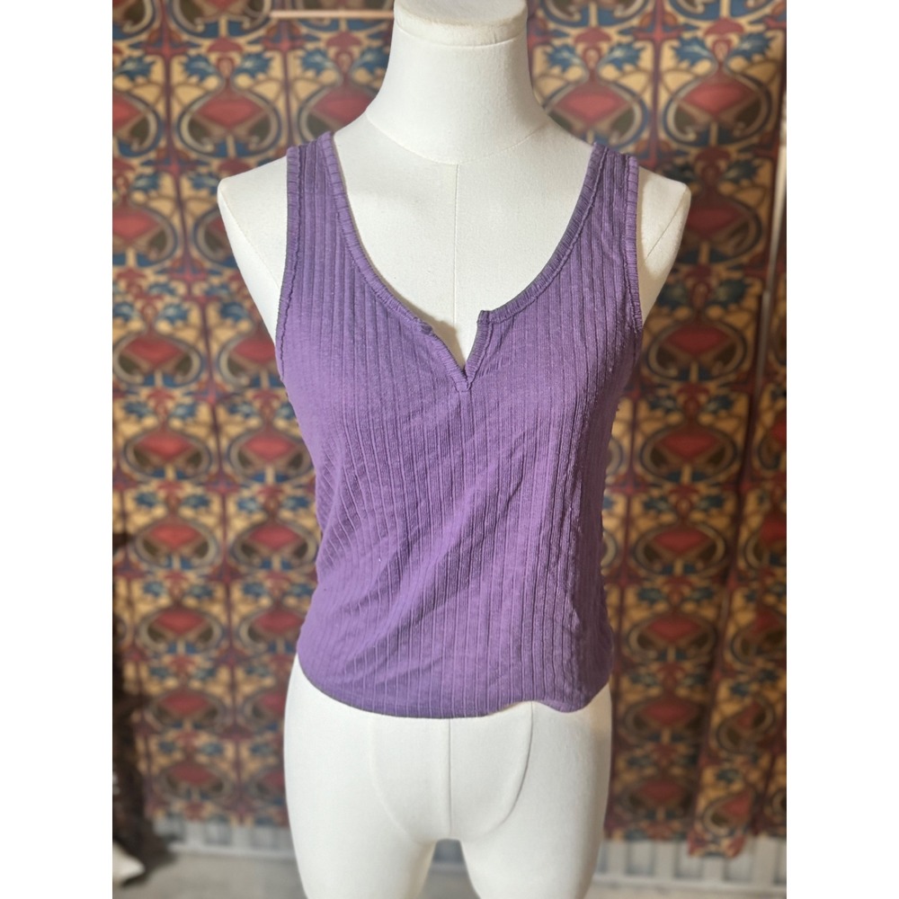 American Eagle Purple Ribbed V-Neck Tank Top Sleeveless Casual Cute